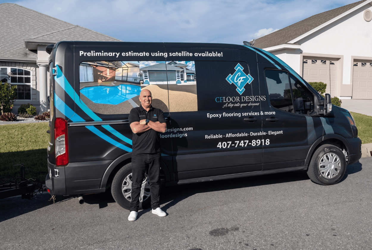 CFloor Designs service van with owner in Central Florida
